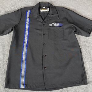 Vintage Men’s Johnny Suede Motorcycle Black Button Up Shirt Made In USA Sz Large